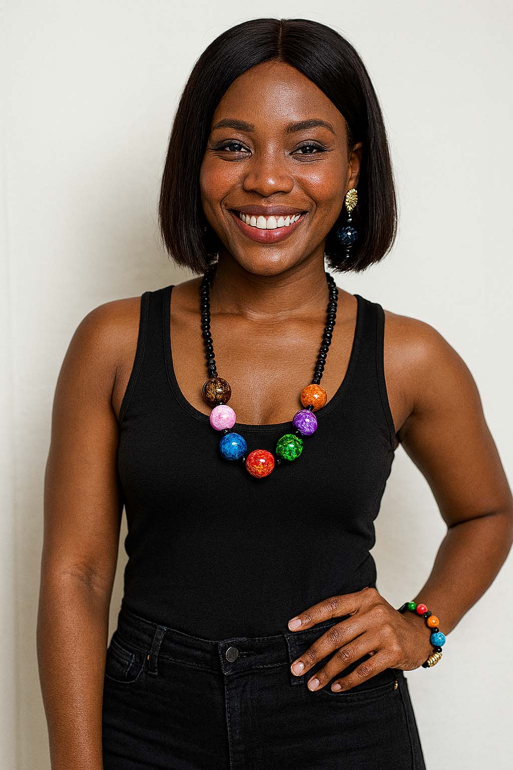 African Beaded Jewelry | Caribbean Coral Bead Set