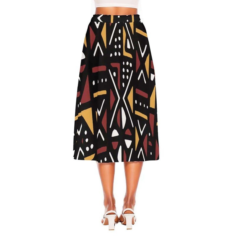 African Flare Skirt Bogolan Print | Midi Length | Tribe Chic