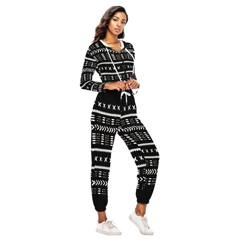 African Jumpsuits For Ladies | Mudcloth Women's Hoodie Set