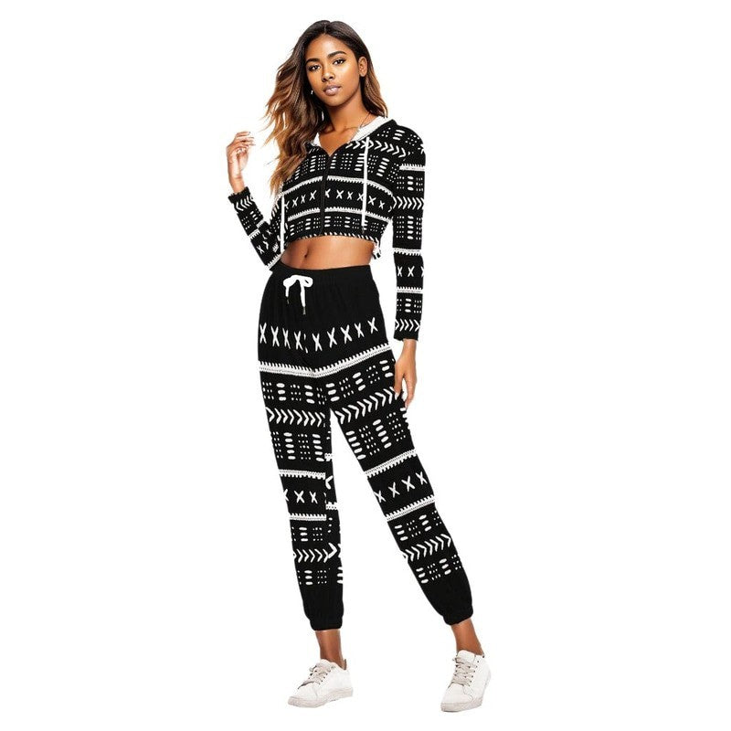 African Jumpsuits For Ladies | Mudcloth Women's Hoodie Set