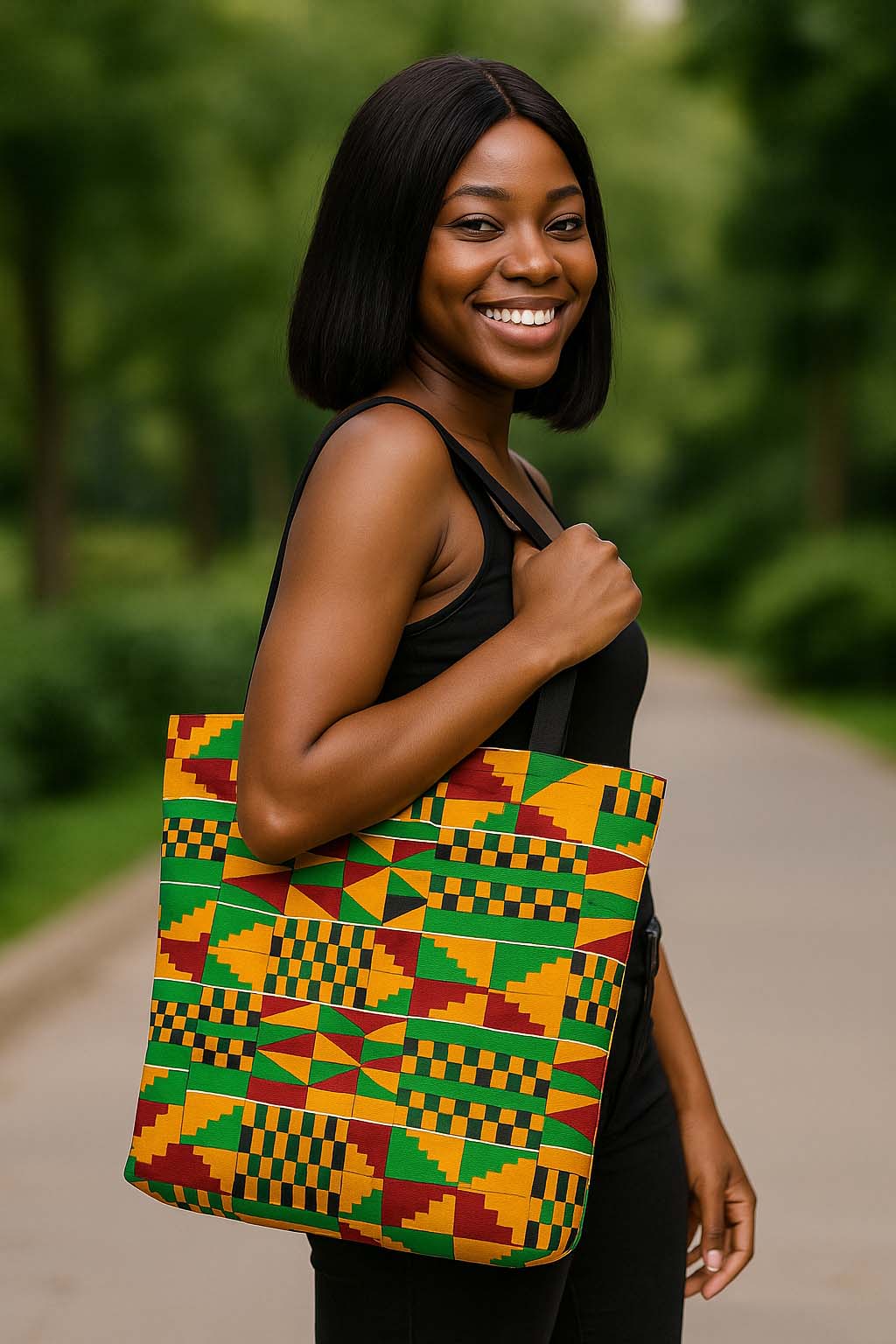African Kente Cloth Bag Tote | Afrocentric Fashion | Large Capacity