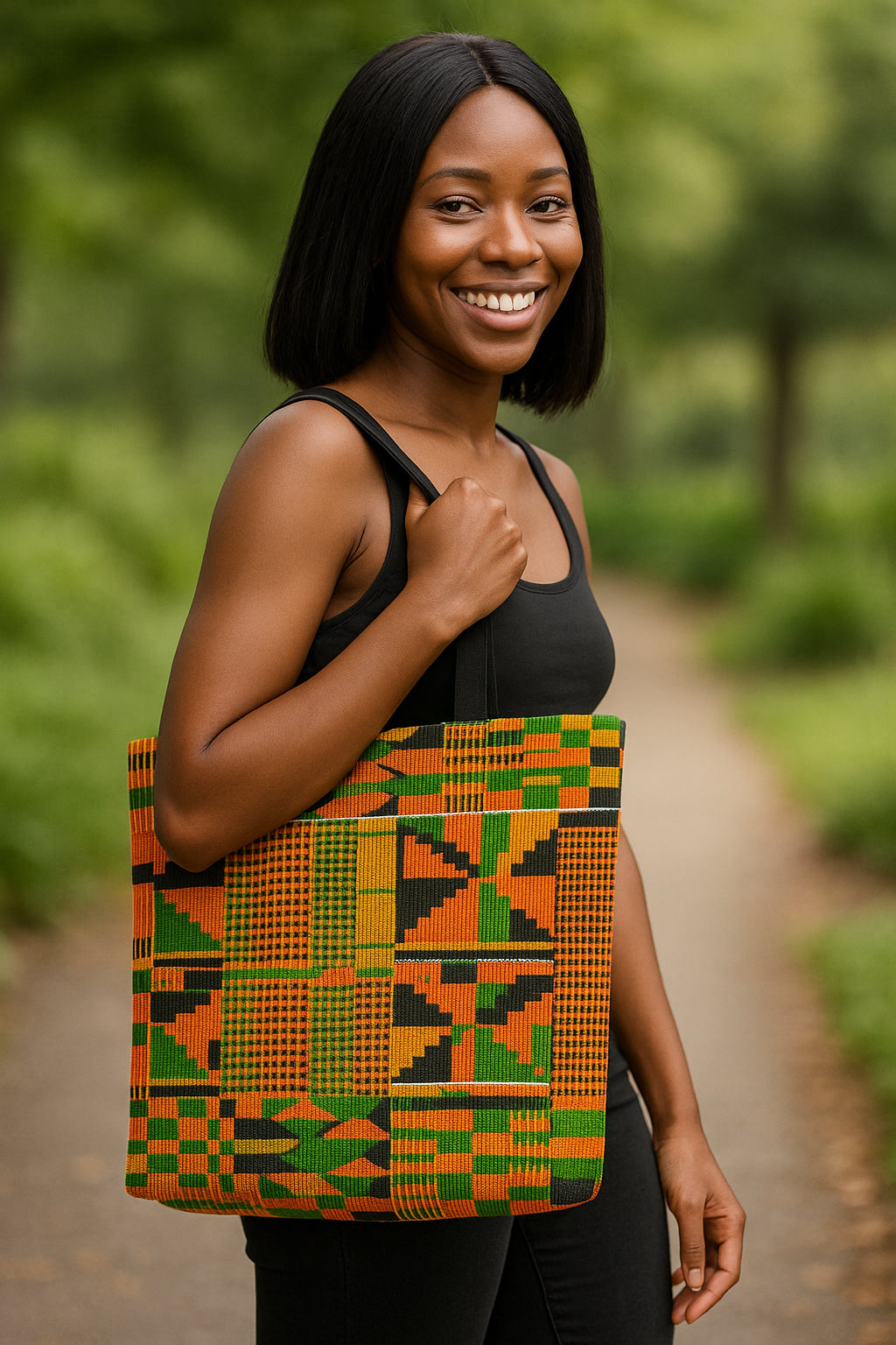 African Kente Cloth Bag Tote | Ghana Fashion | Large Capacity