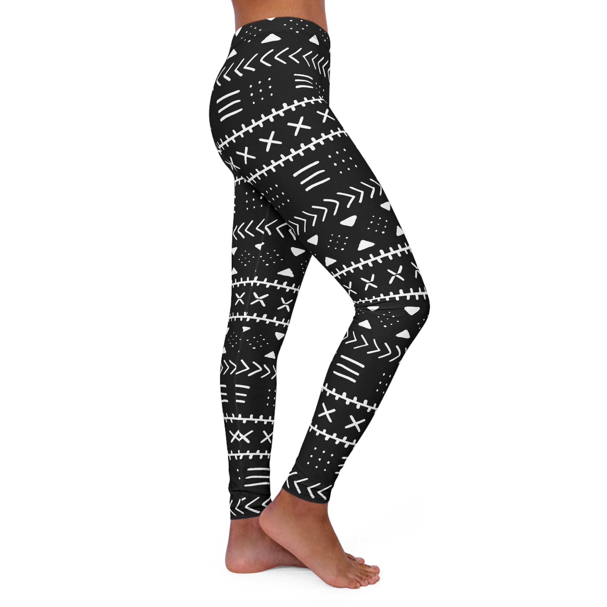 African Leggings Tribal Print Black and White - Authentic