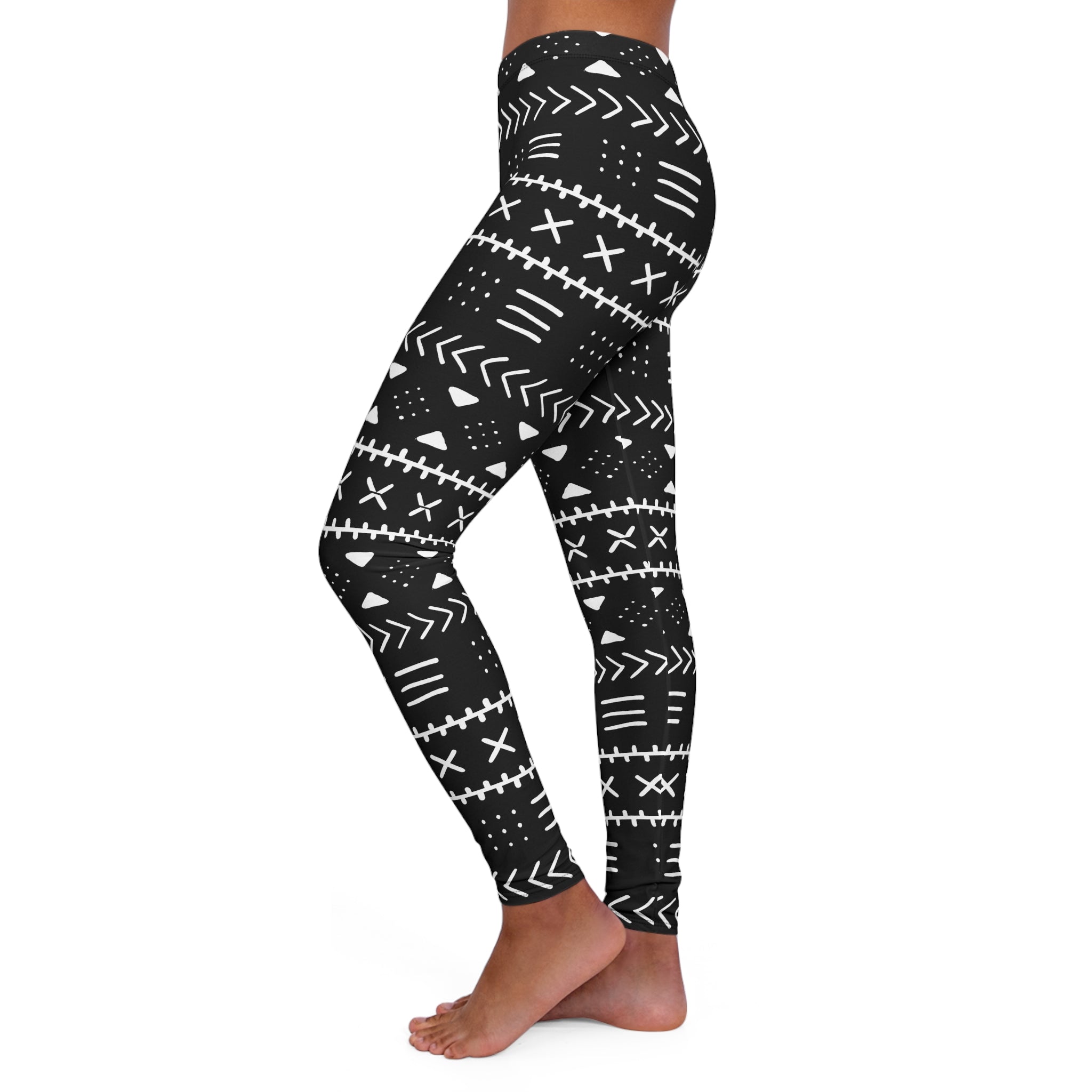  African Leggings Tribal Print Black and White - Authentic