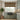 Modern kitchen with green cabinets, a window with a patterned valance, and a plant.