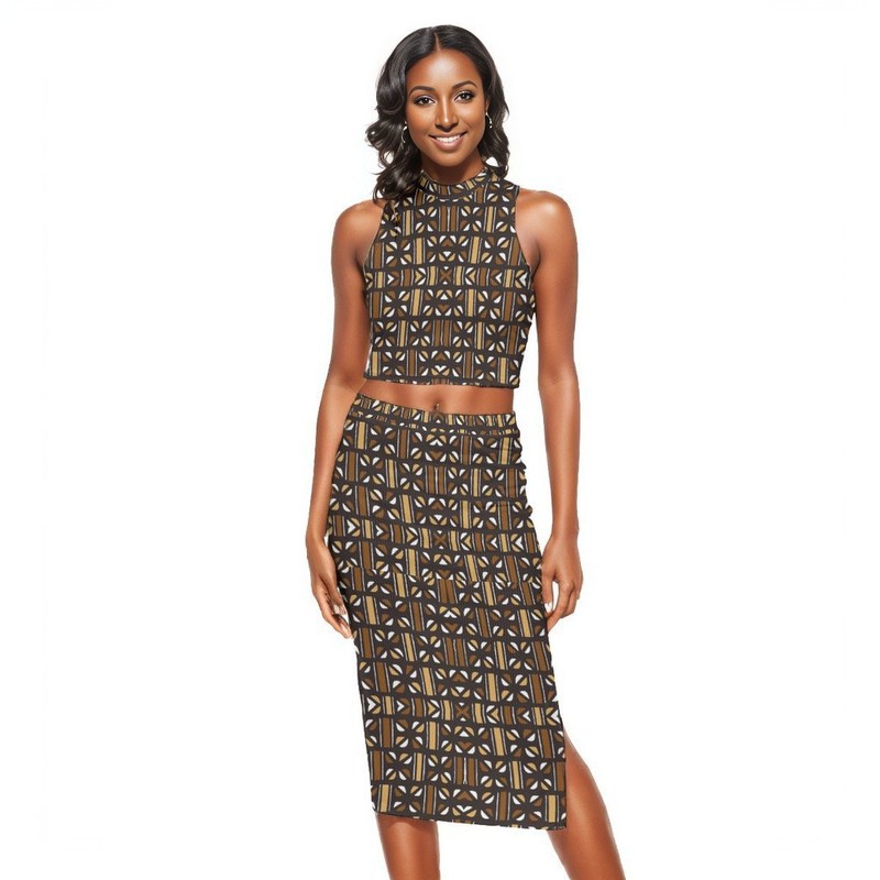 African Print Two Piece Skirt Set | Women's Tank Top & Skirt