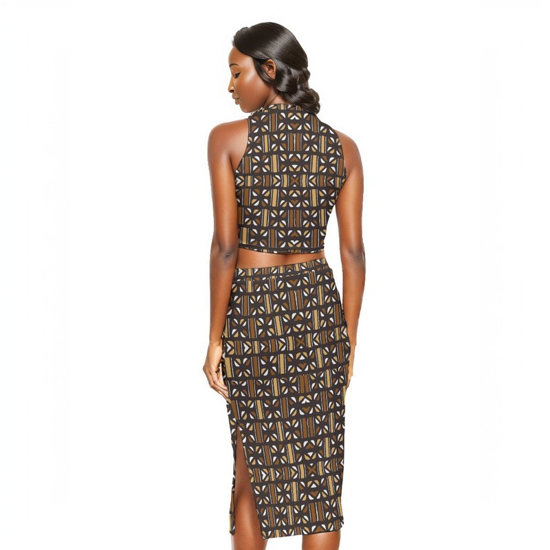 African Print Two Piece Skirt Set | Women's Tank Top & Skirt
