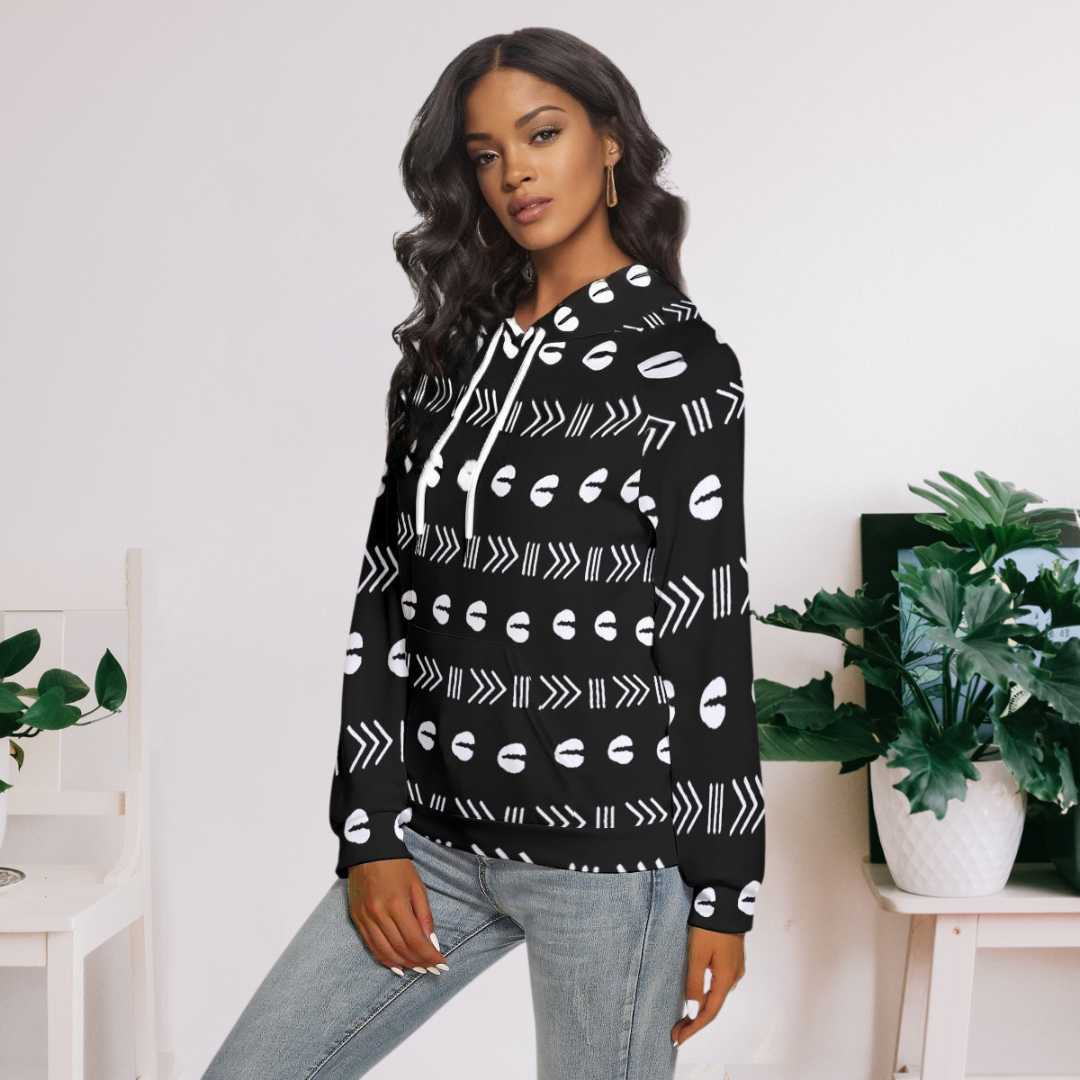 African Print Women Hoodie – Cultural Comfort - Cowrie 