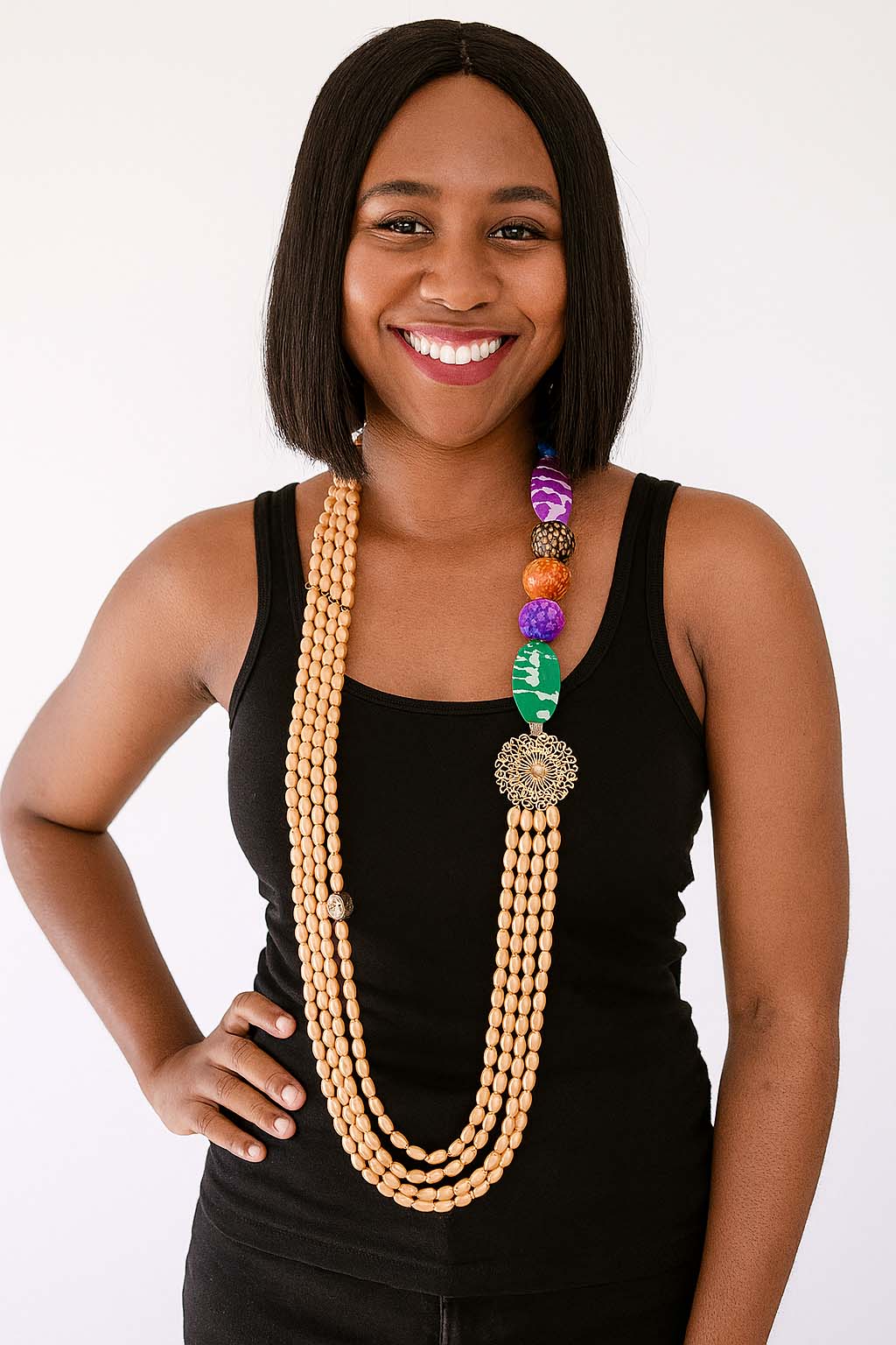 African Traditional Multistrand Necklace | Colorful Beads
