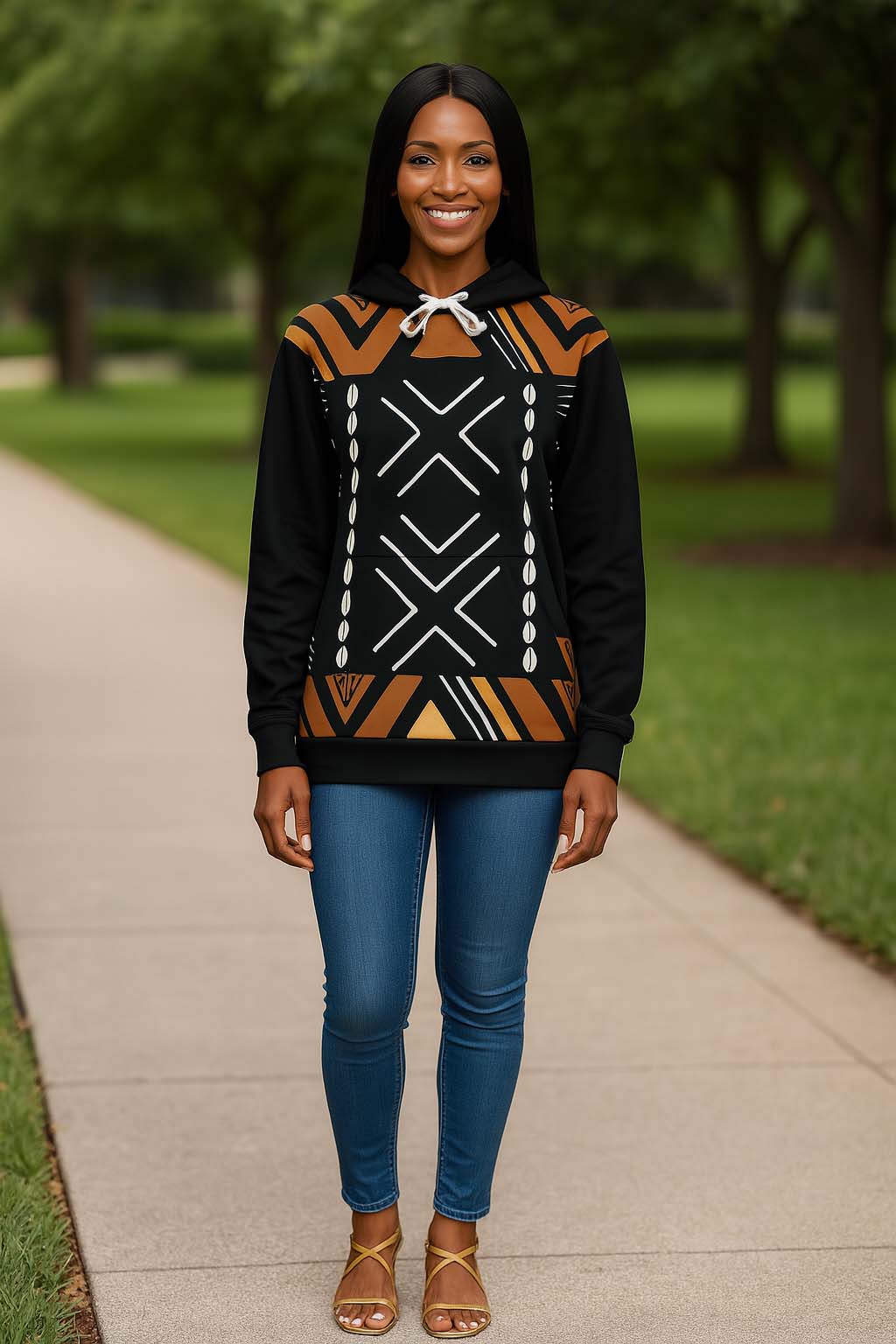 African Tribal Print Hoodies For Women - Authentic Design