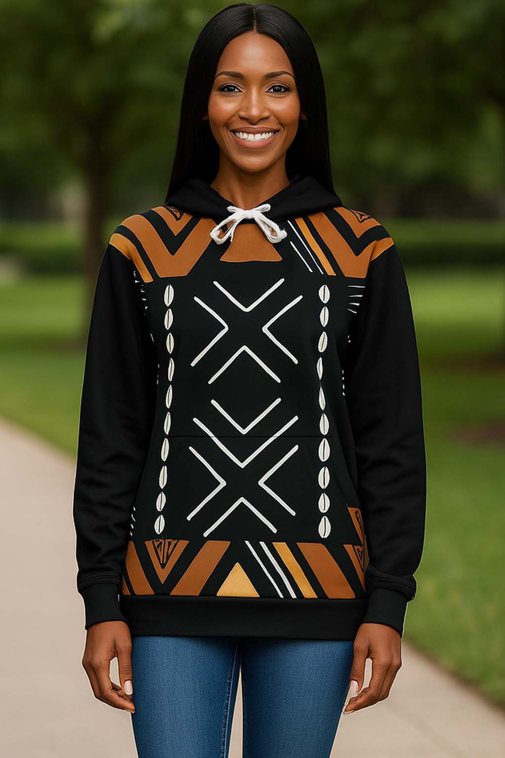 African Tribal Print Hoodies For Women - Authentic Design