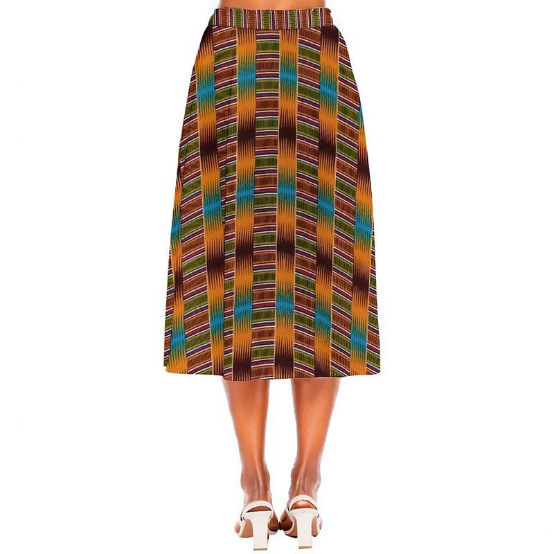 African Tribal Skirt Kente Print | Midi Length Women's Fashion