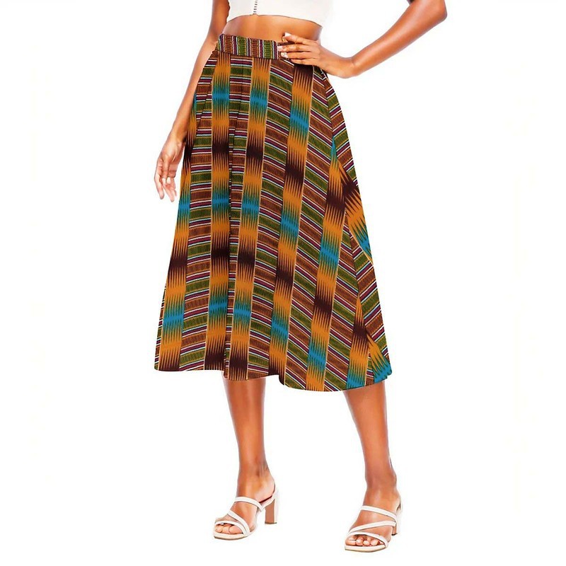 African Tribal Skirt Kente Print | Midi Length Women's Fashion