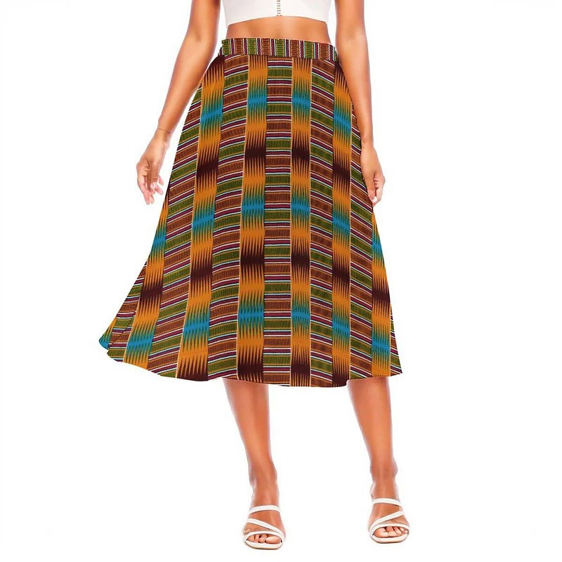 African Tribal Skirt Kente Print | Midi Length Women's Fashion