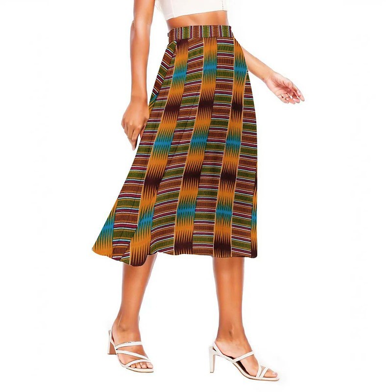 African Tribal Skirt Kente Print | Midi Length Women's Fashion