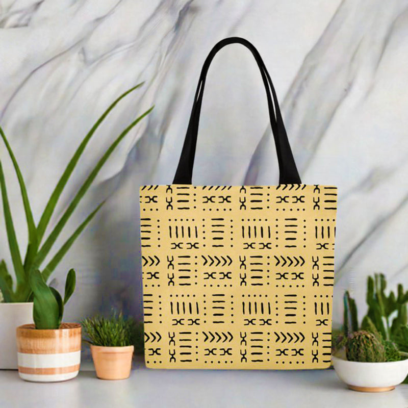 African Tribal Tote Bag | Mud Cloth Scissors Print