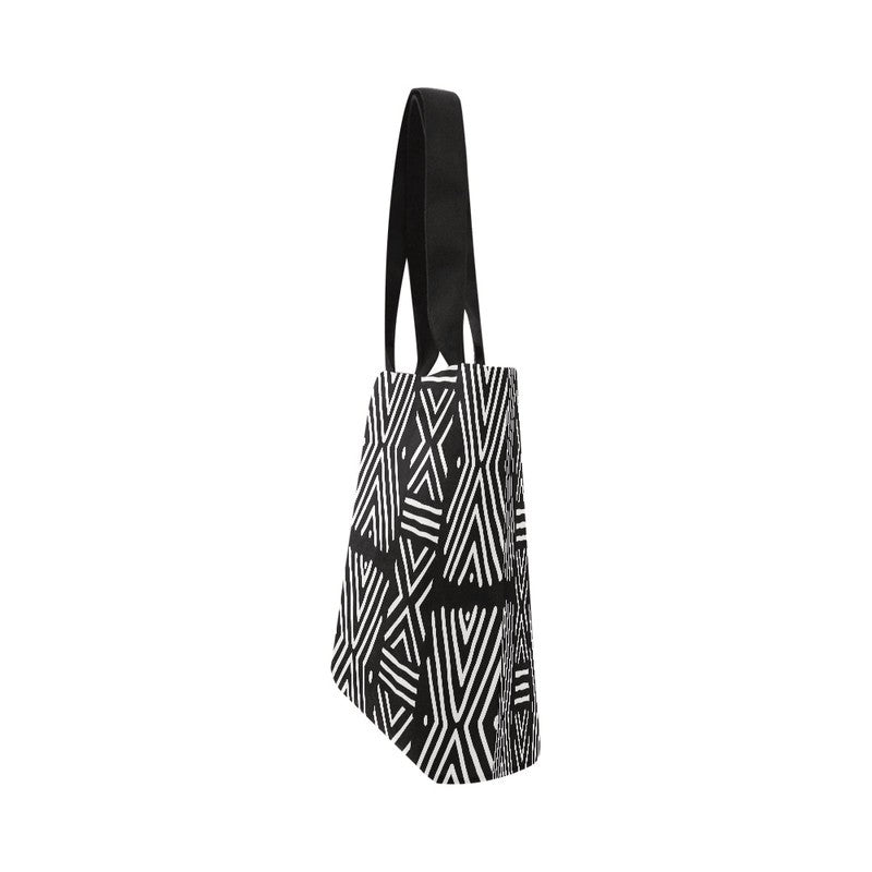 African Tribal Tote Bags | Zigzag Black and White Print 
