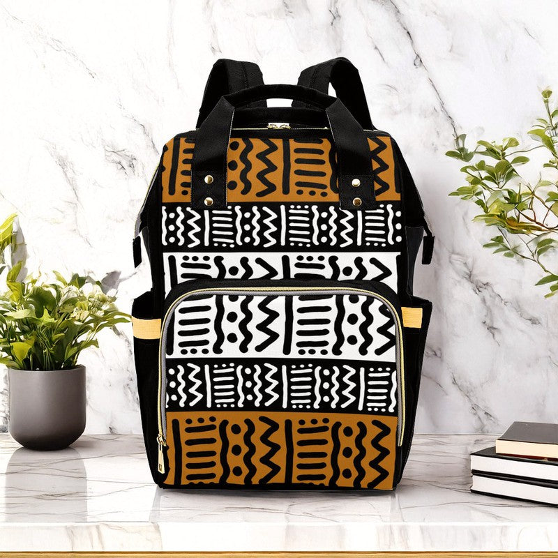 Afrocentric Backpack Kuba Zigzag Print | African Style | Diaper Bag