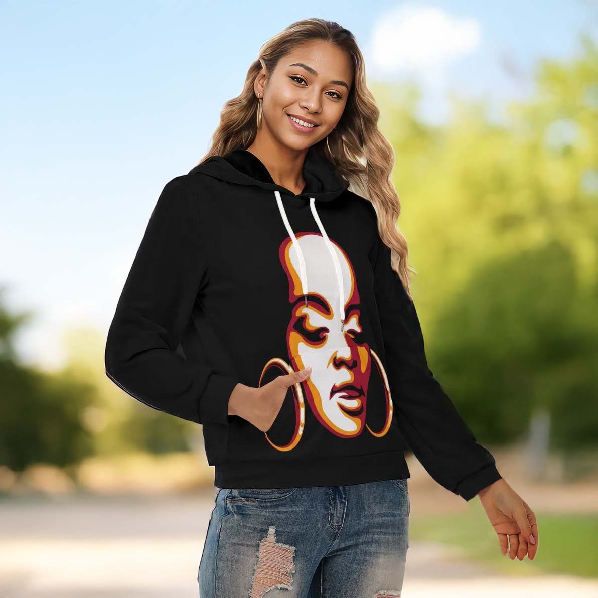 Afrocentric Hoodie | African Woman's Face Print - Cultural