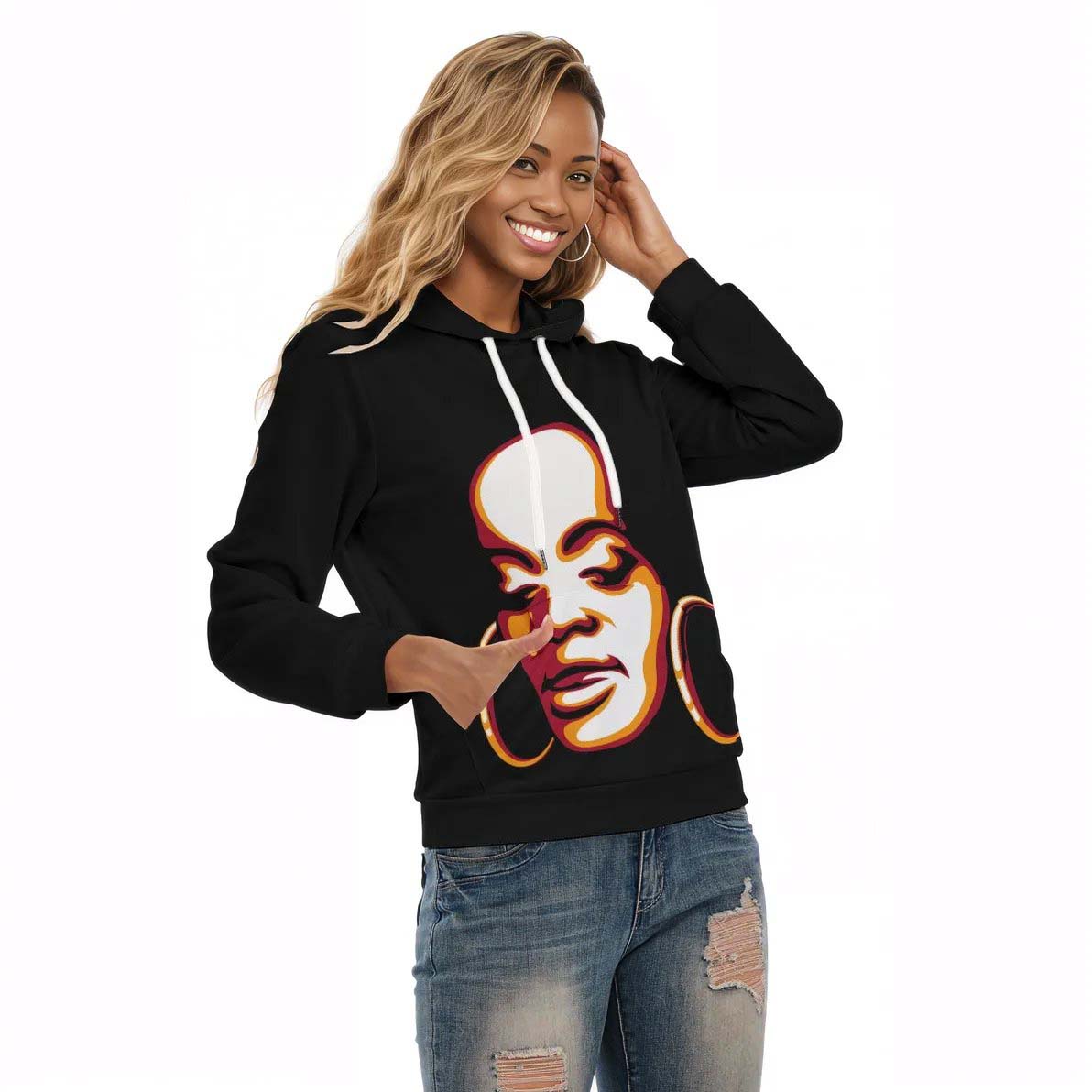 Afrocentric Hoodie | African Woman's Face Print - Cultural