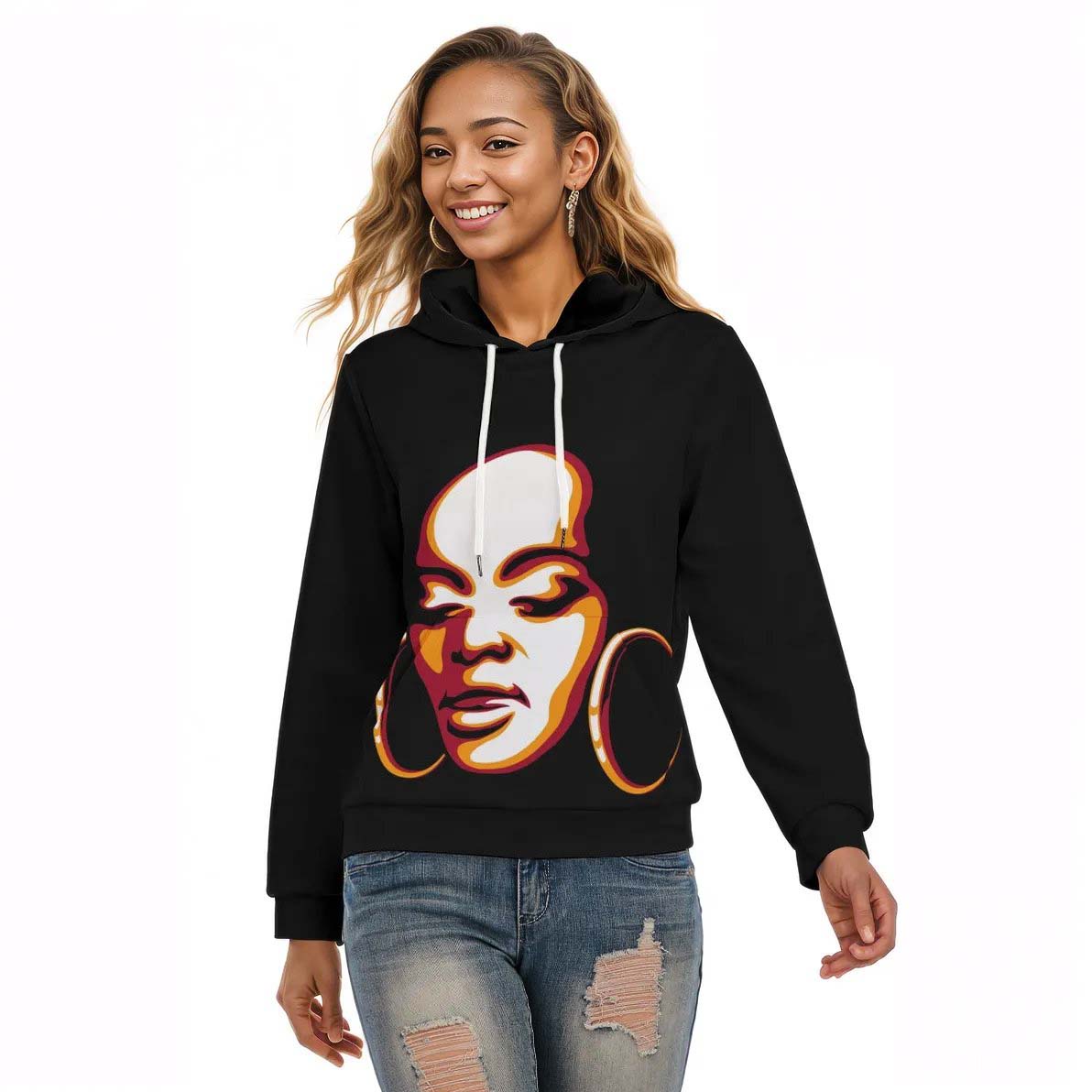 Afrocentric Hoodie | African Woman's Face Print - Cultural4