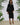 Black Midi Wrap Pencil Dress Big Bishop Sleeve
