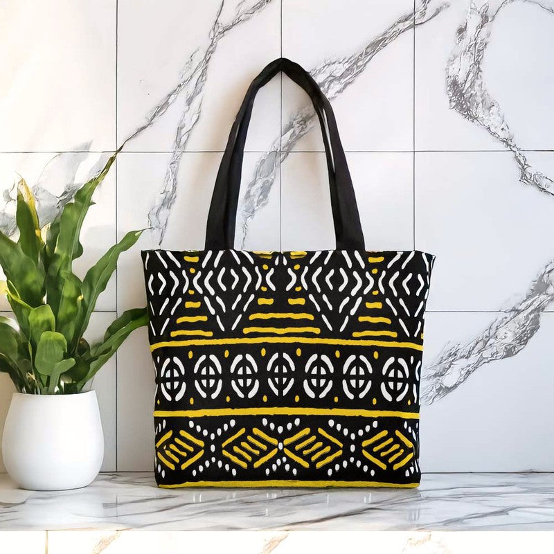 Bogolan African Tote Bag Native Print | Tribal Accessory | Large Capacity