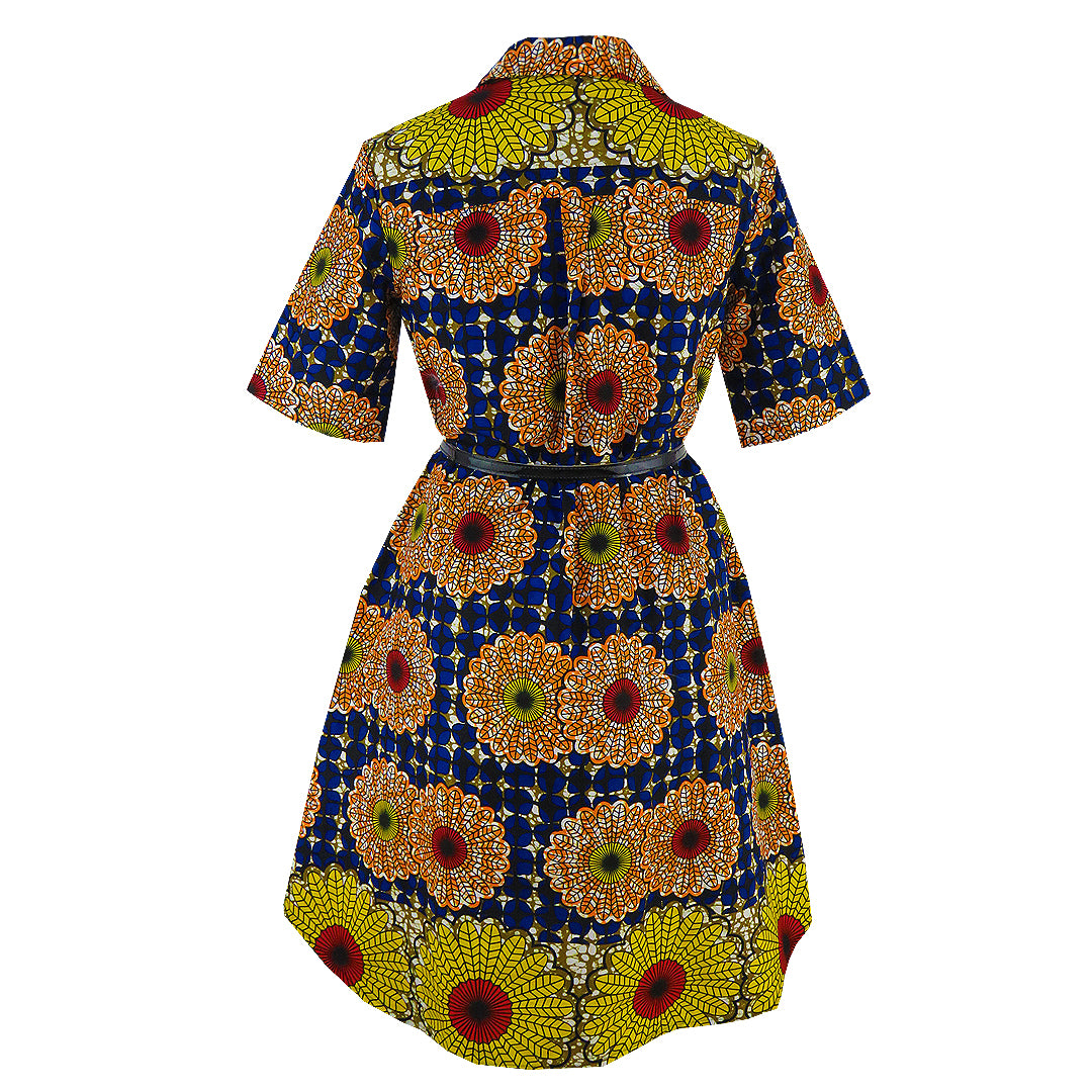 ankara shirt dresses for ladies Elisa Ankara Button Down Shirt Dress