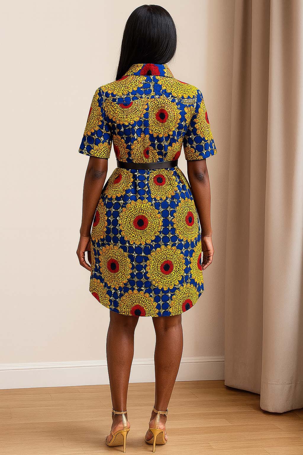 button down ankara shirt dress African print shirt dress with collar and buttons in front|Ankara Class
