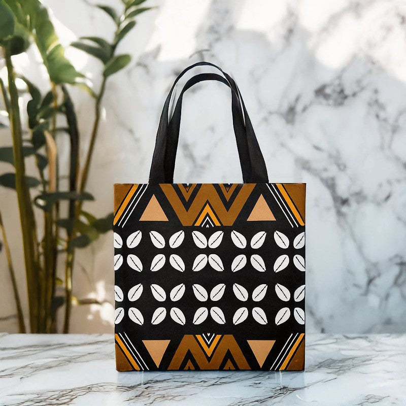 Cowrie African Tote Bags | Shell Mudcloth Pattern | Large Capacity