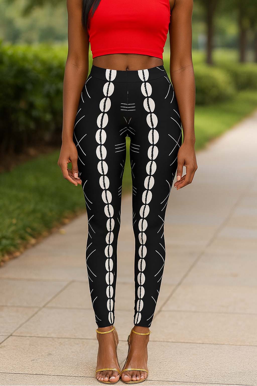 Ethnic Leggings for Women African Cowrie Print