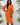 Faux Wrap Midi Pencil Dress Big Bishop Sleeve Orange Women