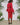 Faux Wrap Pencil Midi Funnel Bell Sleeve Red Dress Women
