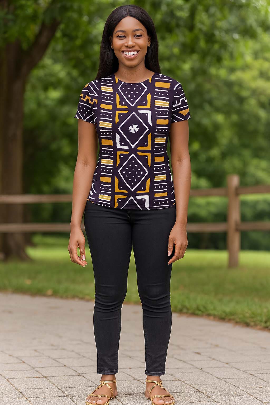 Heritage Women T-shirt African Mudcloth Print