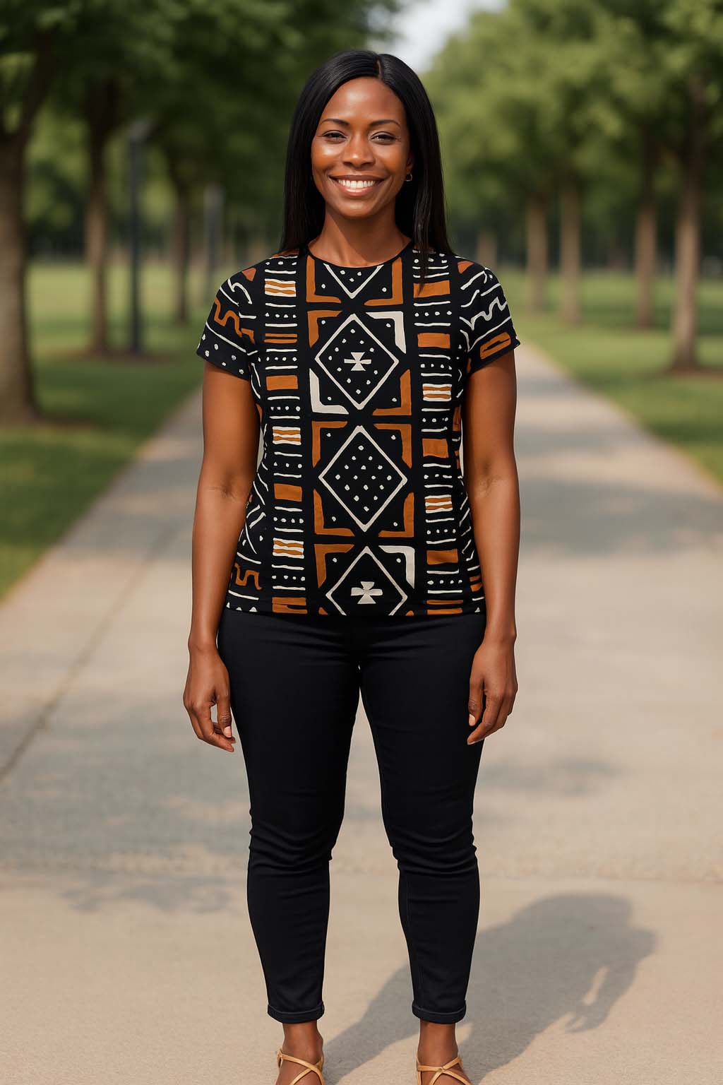 Heritage Women T-shirt African Mudcloth Print