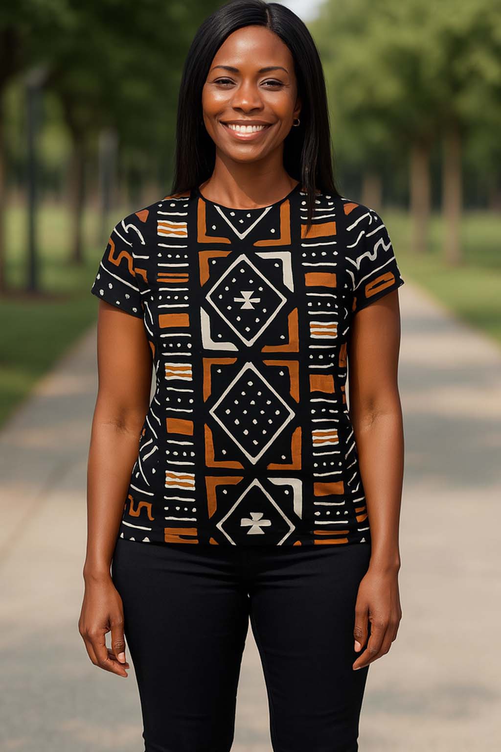 Heritage Women T-shirt African Mudcloth Print
