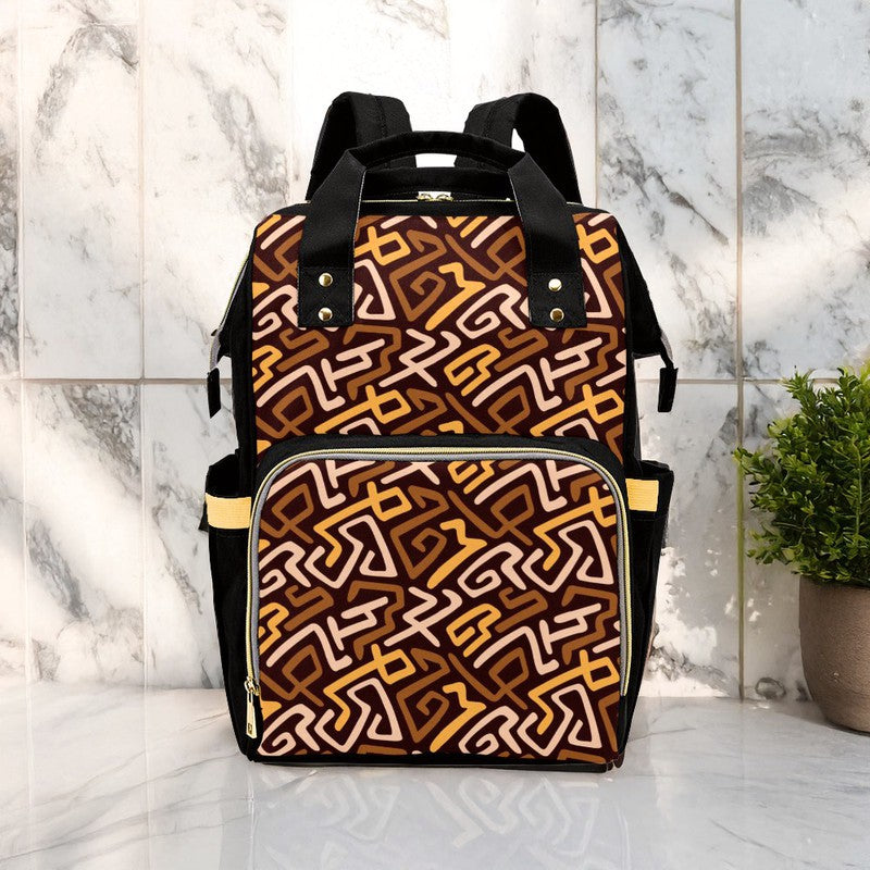 Kuba Doddled Pattern Afro Backpack | Native Style | Diaper Bag