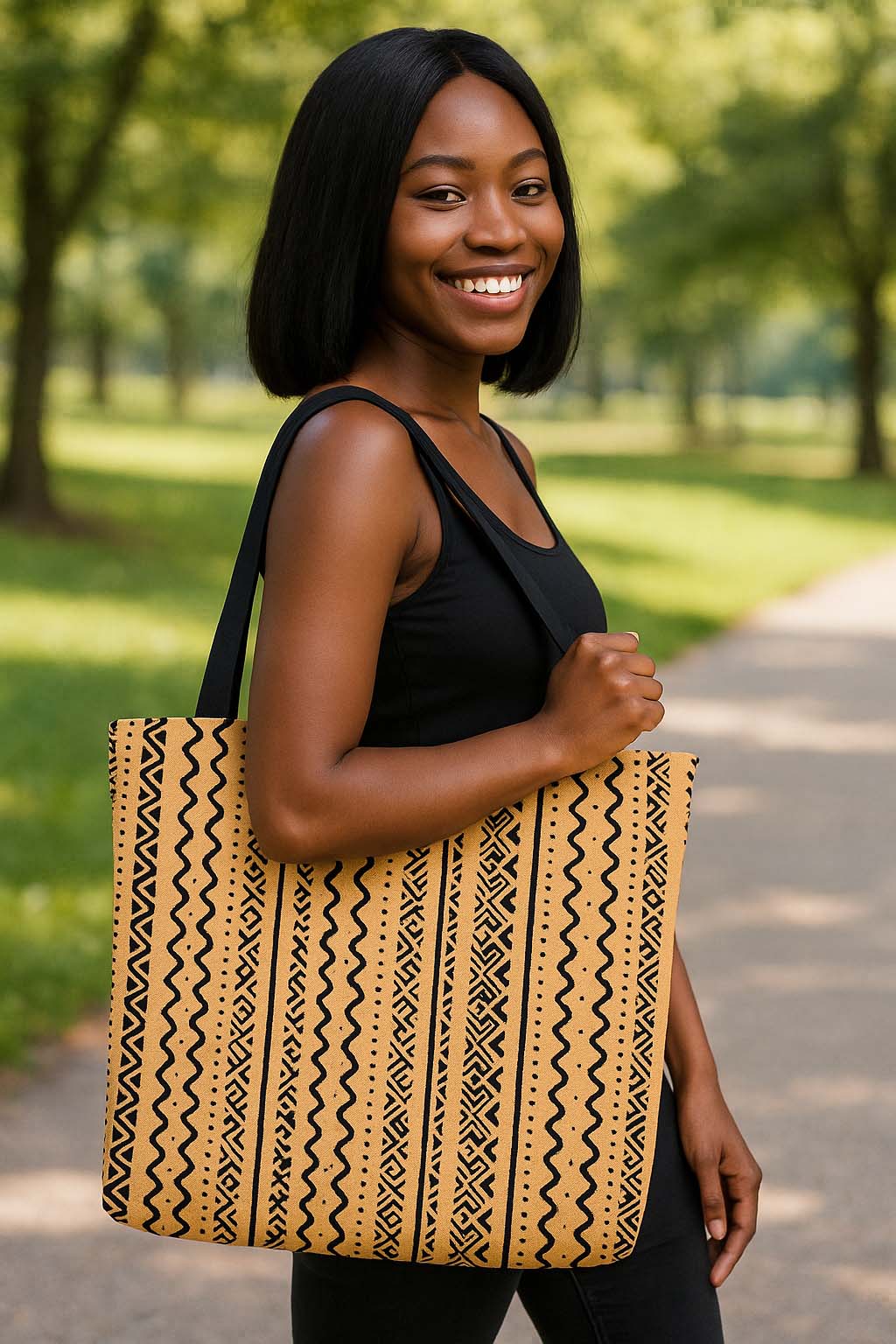 Modern African American Totes Bag | Traditional Mali Print | Large Capacity