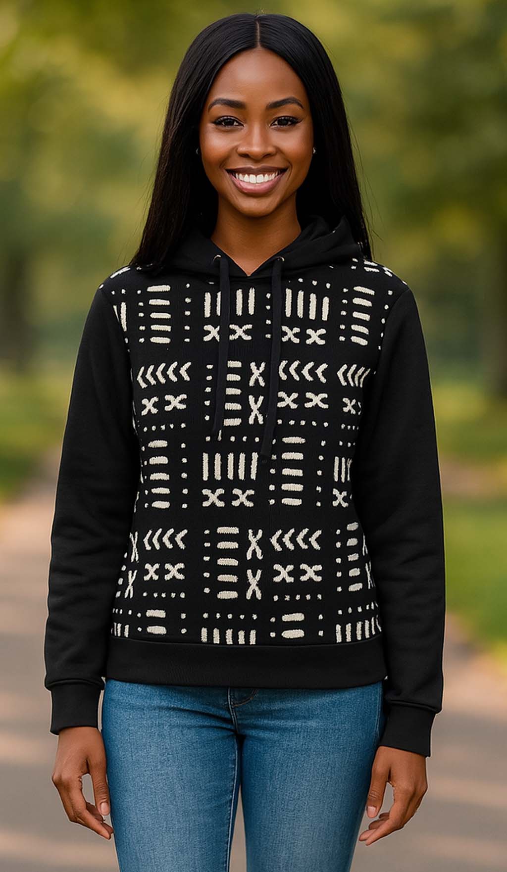 Modern Hoodie African Print Tribal Scissors Pattern