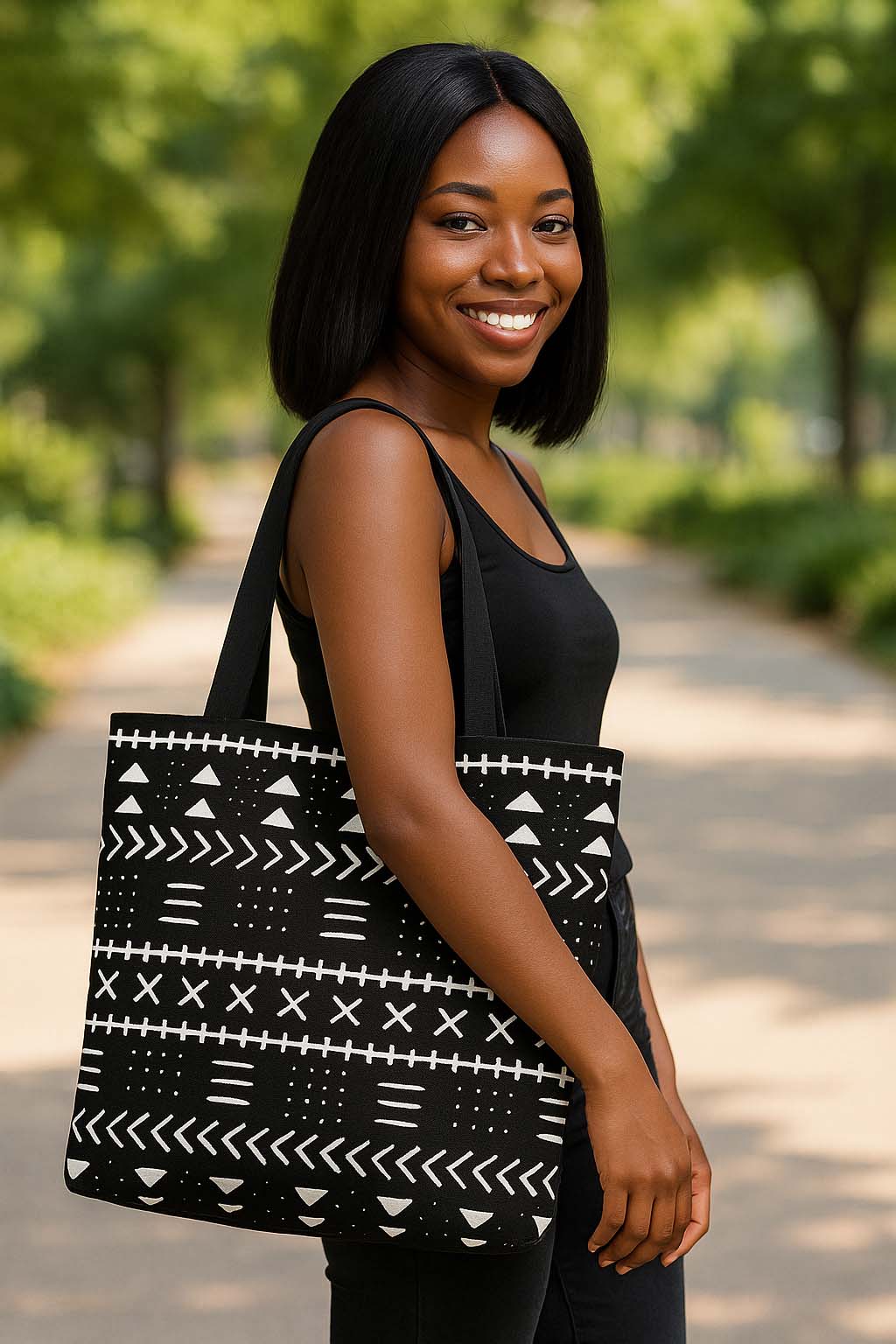 Mud Cloth African Fabric Bags Tote | Tribal Fashion | Large Capacity