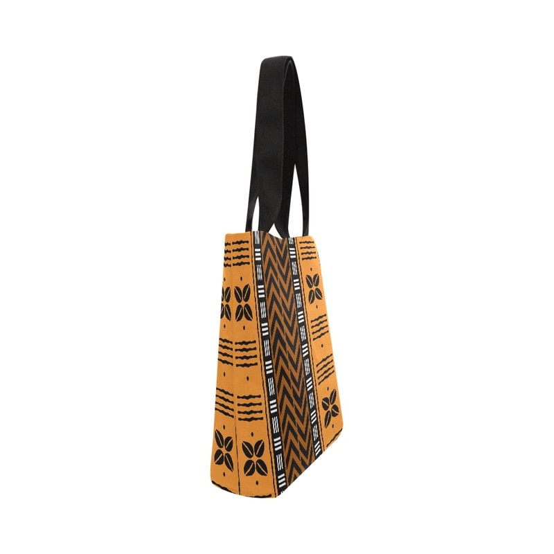 Mud Cloth Cowrie Tribal Tote Bag | Ancient Symbolic Print 