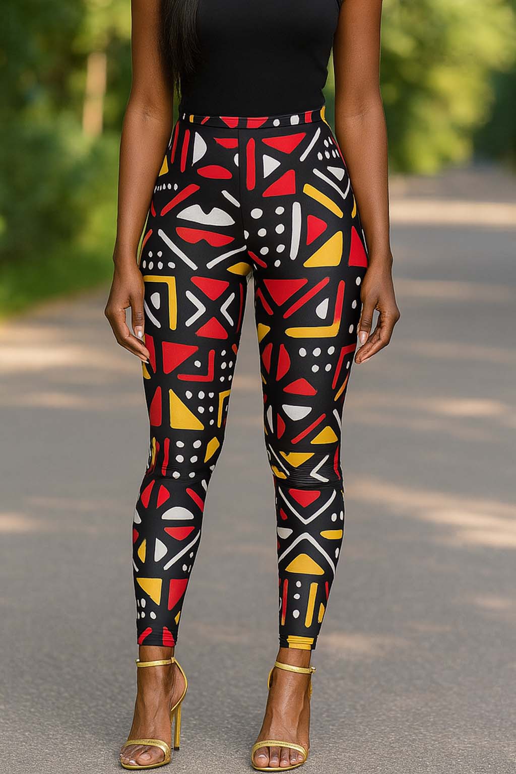 Mud Cloth Leggings - African Active Wear - Bogolan Heritage