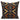 A square throw pillow featuring a bold African tribal geometric pattern in black, orange, mustard yellow, and white, set against a plain white background.