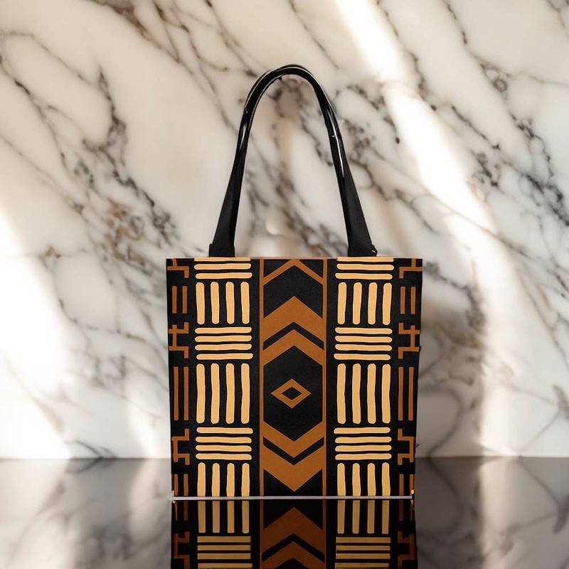 Mudcloth African Print Tote Bag Tribal Arrow Pattern