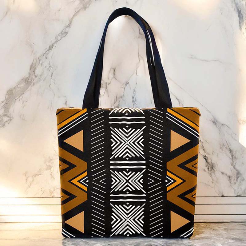 Mudcloth African Print Tote Bags | Geometric Pattern