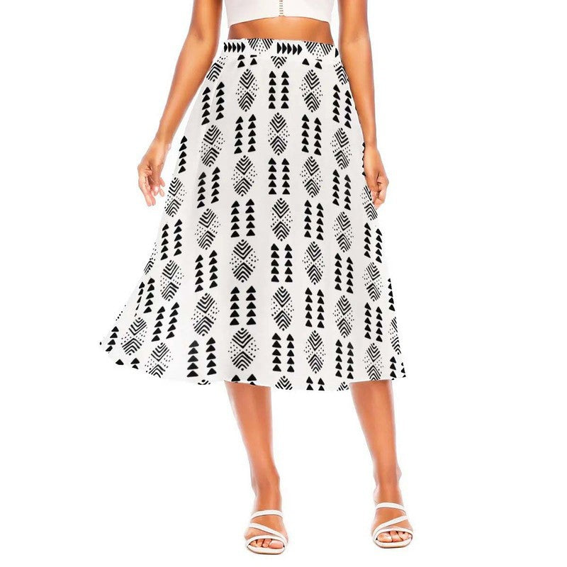 Mudcloth Flared Skirt for Women | Midi Length | Traditional