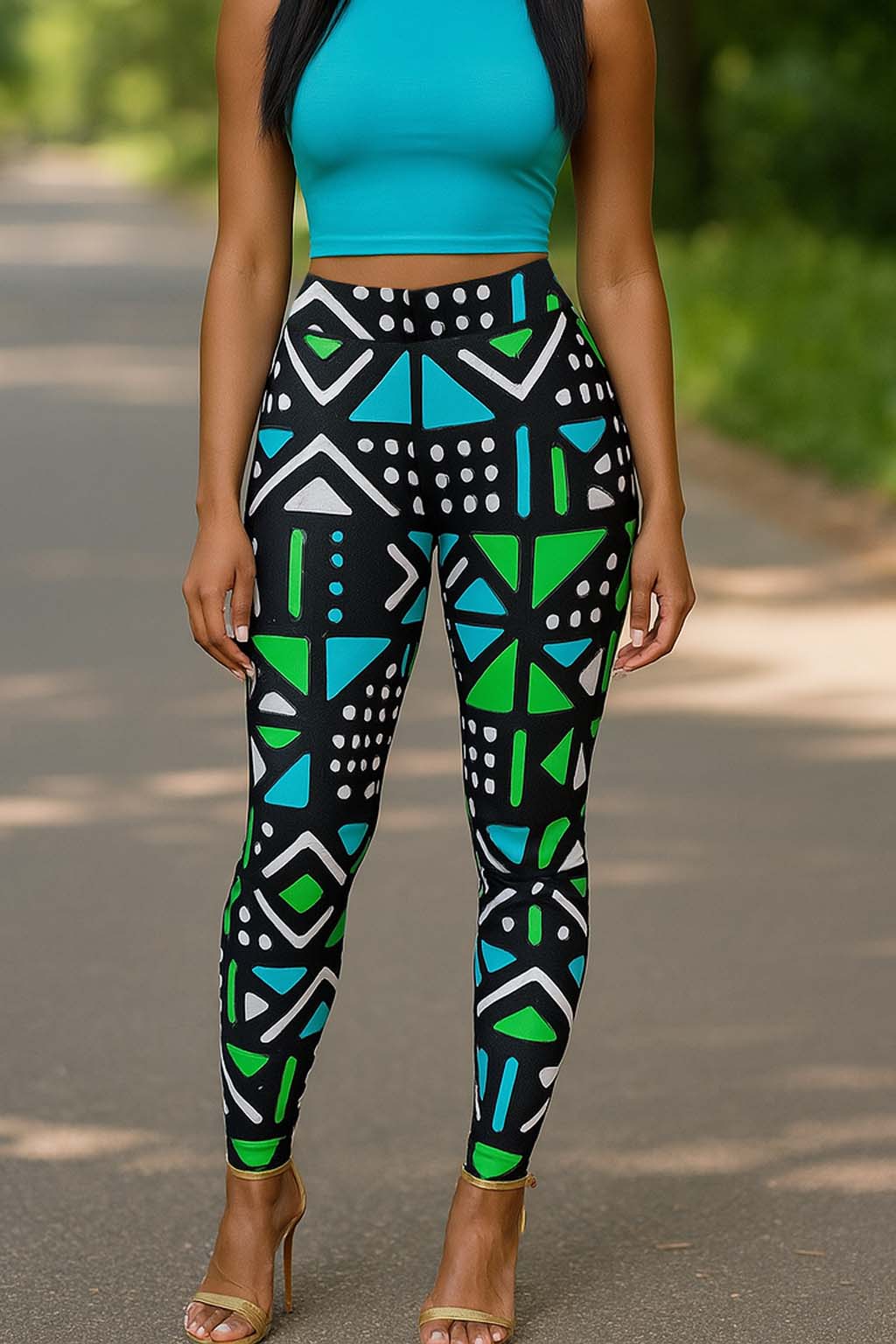 Mudcloth Leggings for Women - Modern African Active Wear