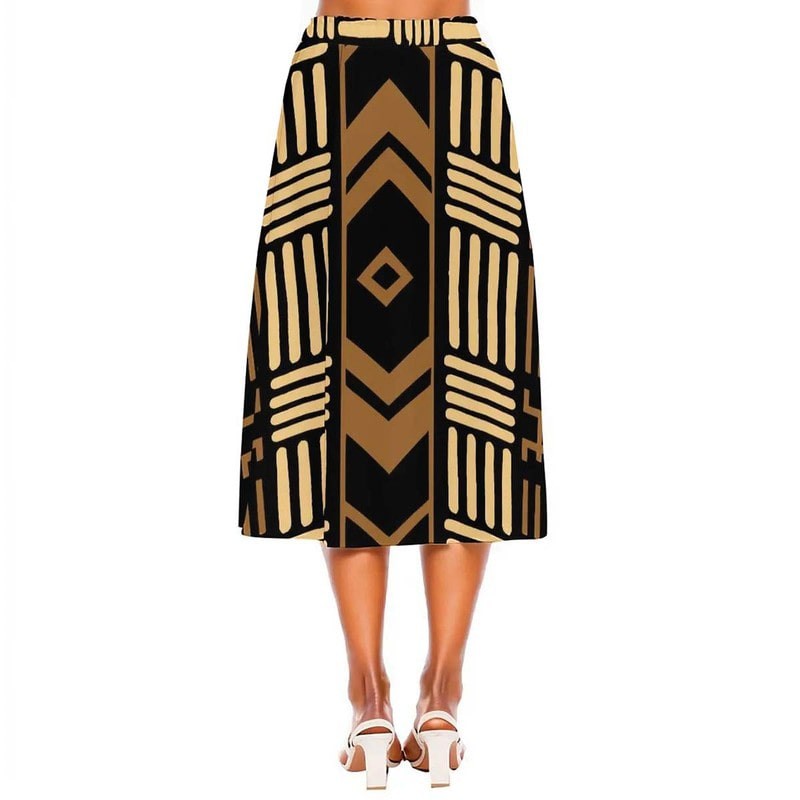 Mudcloth Tribal Pattern Skirt | Midi Length Women's Fashion