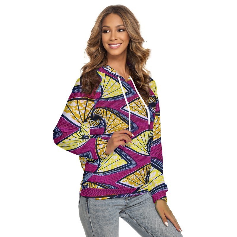 Purple African Print Hoodie For Women Ankara Pattern