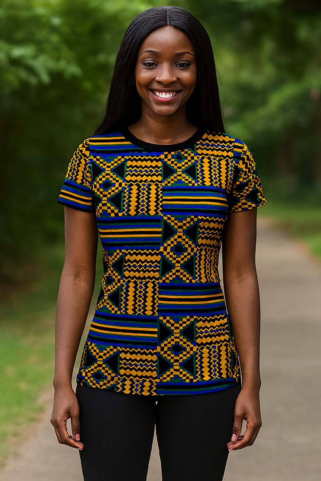 Relaxed Chic Kente Print Women T-shirt - Afro Pattern